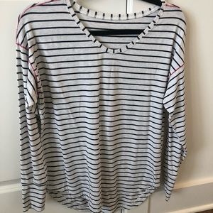 lululemon striped (dark navy & cream) cotton long sleeve